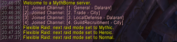 Flexible raid chat messages showing Normal and Heroic mode changes